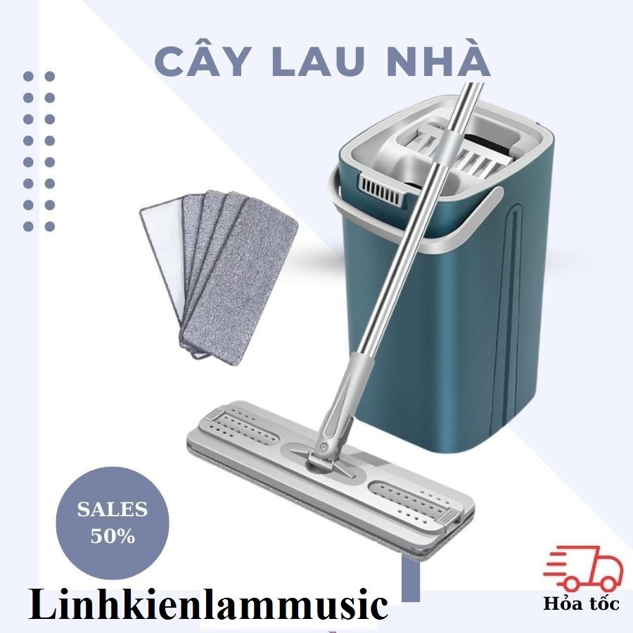 BỘ LAU NHÀ THÔNG MINH TỰ VẮT SCRATCH C6 và Cây lau nhà tự vắt kèm 2 bông lau và Miếng Bông Lau Nhà