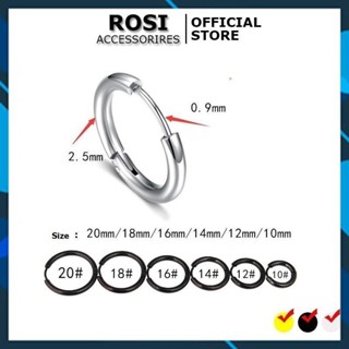  Khuyên tai tròn titan không gỉ bông tai nam nữ màu bạc thép y tế nhiều size lựa chọn  1 chiếc  