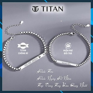  Vòng tay đôi nam nữ Khắc Tên theo yêu cầu lắc tay vuông quà tặng tình yêu màu bạc 925 không gỉ couple unisex Titan 