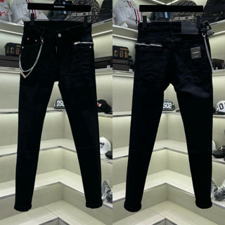 ( 4 ) Quần Jean Đen Trơn Chữ DSQ Phối Xích Ngang Hông Quần Bò dsq2 Zip chấm sơn thêu chữ thời trang cao cấp hot trend