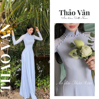 Áo Dài Nữ Đính Cúc Bọc 2 Màu AV019 Chất Vãi Lụa Chiffon Siêu Sang Siêu Xinh - Áo Dài Thiết Kế Thảo Vân