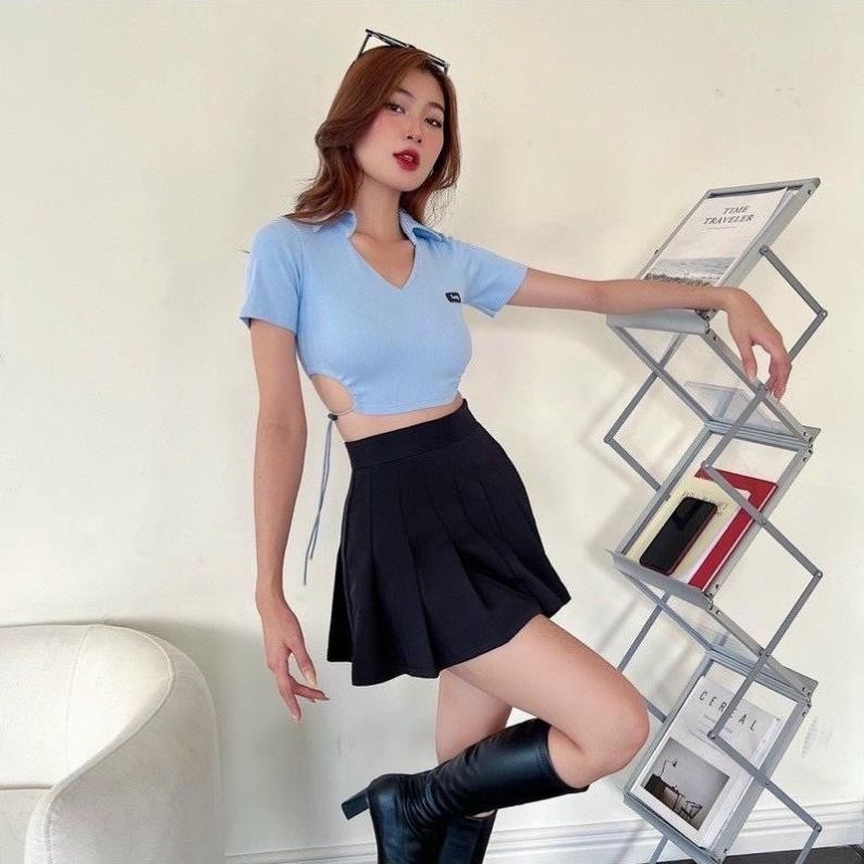 ÁO CROPTOP RÚT DÂY HAI BÊN KHOÉT EO H90