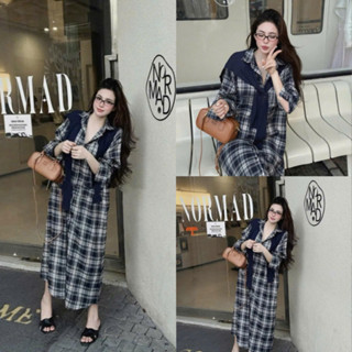 [Freeship] Váy Kẻ Caro Dáng Dài kèm Khăn, Chất Thô Đũi Loại 1 Siêu Xinh