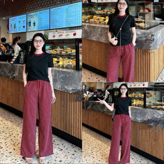 [Freeship] Set Bộ Đồ Nữ Áo Phông Đen Mix Quần Đỏ Kẻ Siêu Xinh