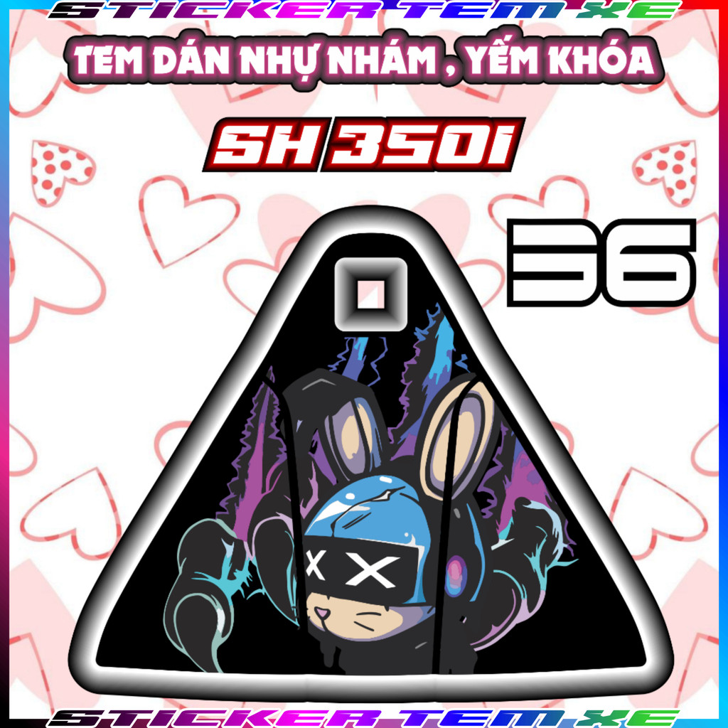 Tem dán yếm nhựa nhám SH 350i gấu dâu hello kitty doreamon baby three nhãn dán decal sticker