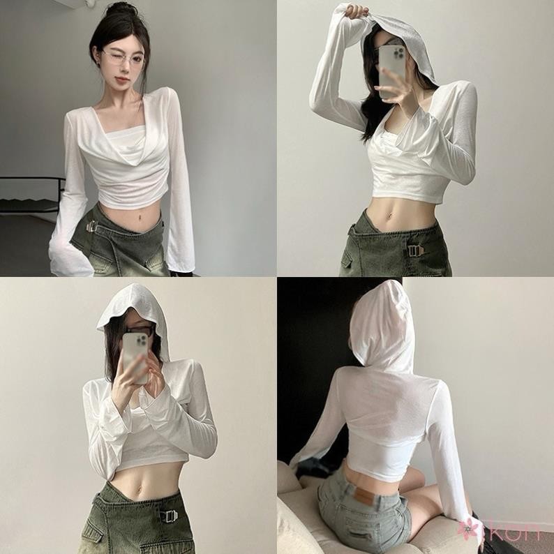 ÁO KIỂU MỎNG MANH CÓ NÓN MẶC KIỂU RẤT LẠ N41