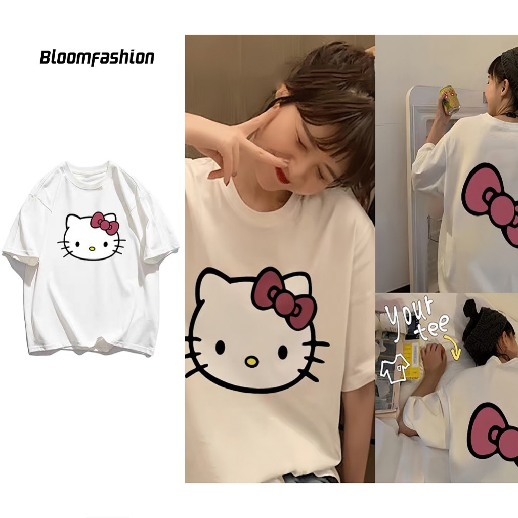 Áo phông nữ ngắn tay Hello Kitty rộng mùa hè dành cho học sinh UT