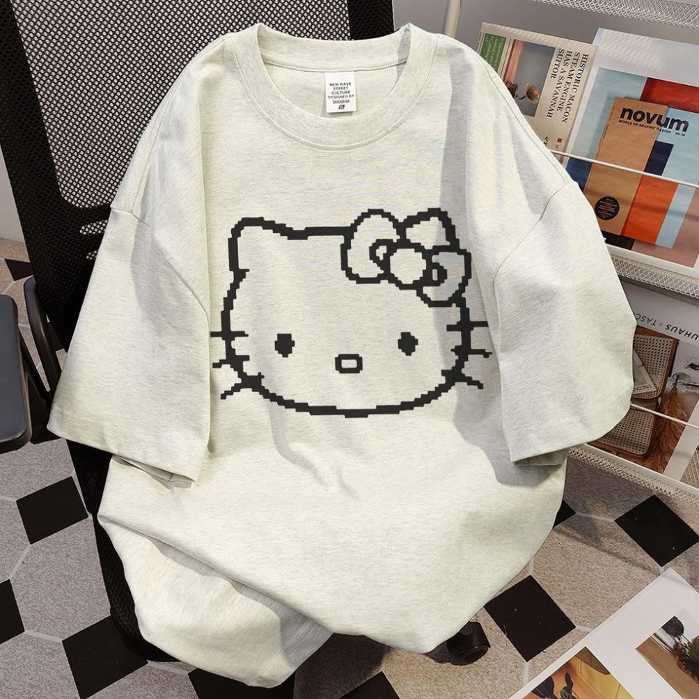 Áo Thun Phông Form RộnG Cotton Tay Ngắn thiết kế mèo CÁ TÍNH UT