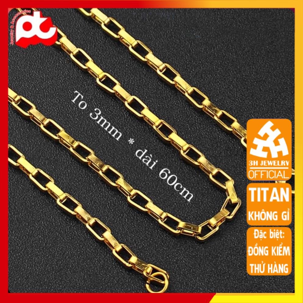 Dây chuyền titan nam cao cấp thời trang rẻ đẹp inox thép không gỉ kiểu hình vuông  trangsuc3h kích cỡ 3mm PTDCNA169