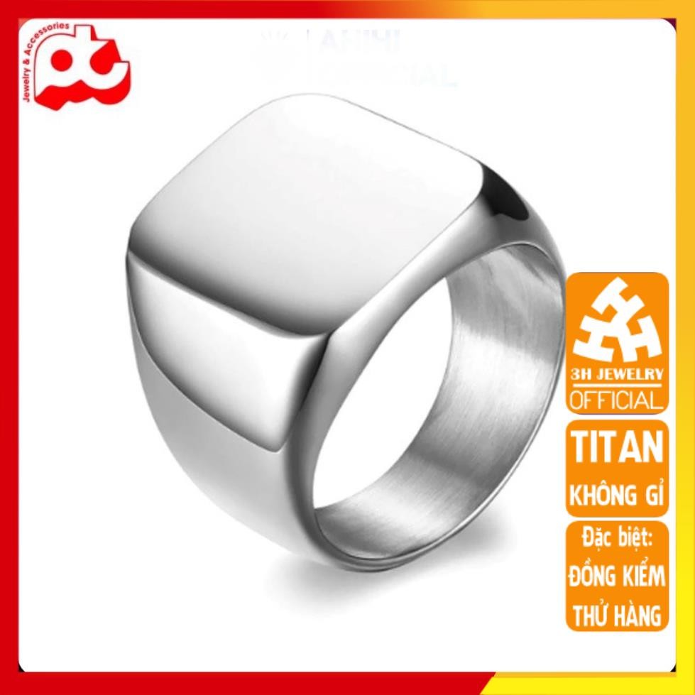 Nhẫn titan thép không gỉ nam inox cao cấp thời trang rẻ kiểu mặt trơn vuông to trangsuc3h PTNNA23