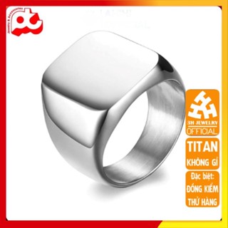 Nhẫn titan thép không gỉ nam inox cao cấp thời trang rẻ kiểu mặt trơn vuông to trangsuc3h PTNNA23