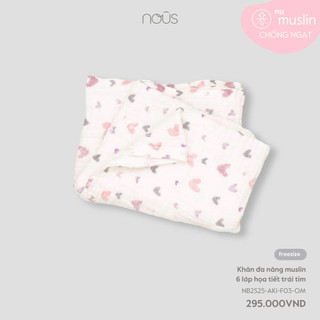 NOUS - Khăn đa năng muslin 6 lớp họa tiết trái tim - Nu Muslin - FS - SS25.T2A-ZN716