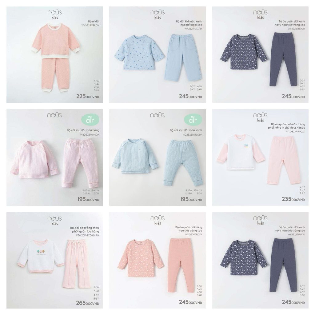 (2Y-4Y) [Full Mẫu] NOUS - Bộ quần áo dài tay Nous | - 2Y 3Y 4Y - ZZ