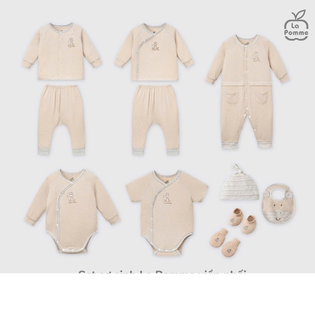 [ BST LAPOMME ]  Set sơ sinh La Pomme dễ thương - FS NEWBORN 0M 3M  - SS24.T12A-ZL774