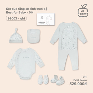 La Pomme - Set quà tặng sơ sinh trọn bộ Best for Baby - 0M Ghi - SS24.T3A - ZL14A
