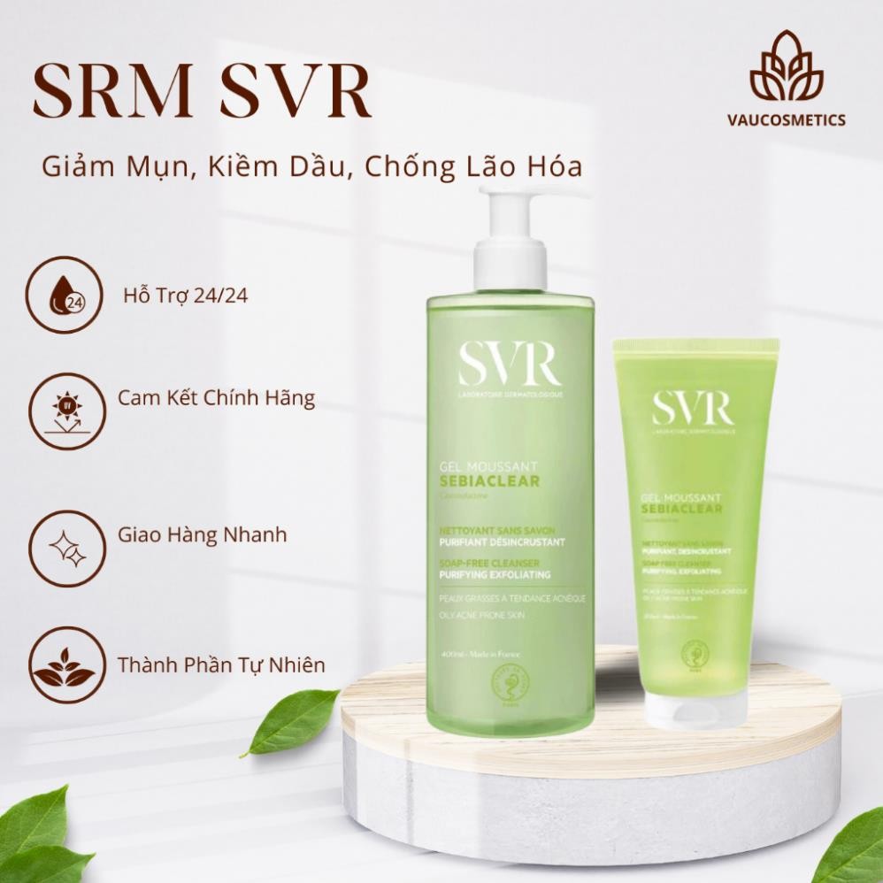 Sữa Rửa Mặt SVR Cho Da Dầu Mụn - SVR Sebiaclear Gel Moussant 200ml-400ml Loại Bỏ Tế Bào Da Chết SRM