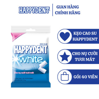 Kẹo cao su (gum) Happy Dent hương Bạc Hà mang đến một nụ cười tươi mới (Gói 112g - 40 viên)