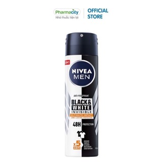 Xịt khử mùi Nivea ngăn vệt ố vàng cho nam Men Invisible Black&White (150ml)