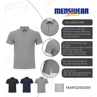 Áo polo nam thể thao YODY sport ép seam gấu áo, mềm mại, co giãn, giữ form tốt MAPO25S059