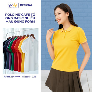 Áo thun polo nữ cafe tổ ong YODY áo phông basic nhiều màu thoải mái đứng form - APN6254