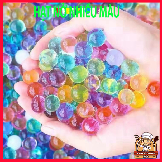 Hạt nở nhựa hồng trong trắng suốt ngâm vào trong nước làm slime trồng cây đồ chơi slime