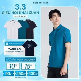 Áo thun nam Polo Cotton Visdry kháng nước thương hiệu Determinant - màu Teal phối cổ viền Xanh Navy [P01-04]