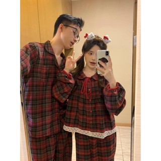 [SẴN] 652_Bộ ngủ nam nữ, pijama đôi cotton kẻ caro đỏ Noel Giáng sinh  cao Cấp | 9scat | Hàng QCCC