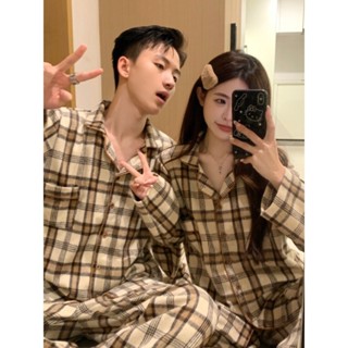   SẴN  215_Bộ ngủ đôi pijama nam nữ kẻ caro chất cotton nhung mịn phong cách hàn | Hàng QCCC | 9scat 