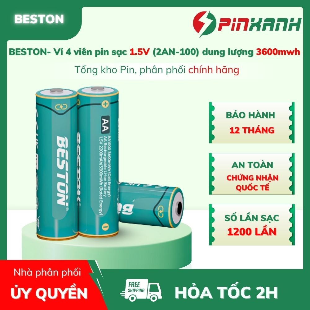 🔋 BESTON Vỉ 4 Pin Sạc 1.5V (2AN-100) 3600mWh – Năng Lượng Mạnh Mẽ, Sạc Nhanh…