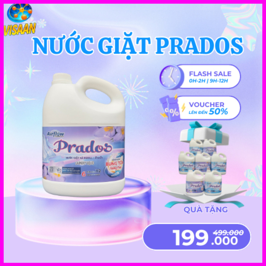 Nước giặt nguyên chất Prados 1700ml thơm lâu hương nước hoa đáng tin cậy cho da tay