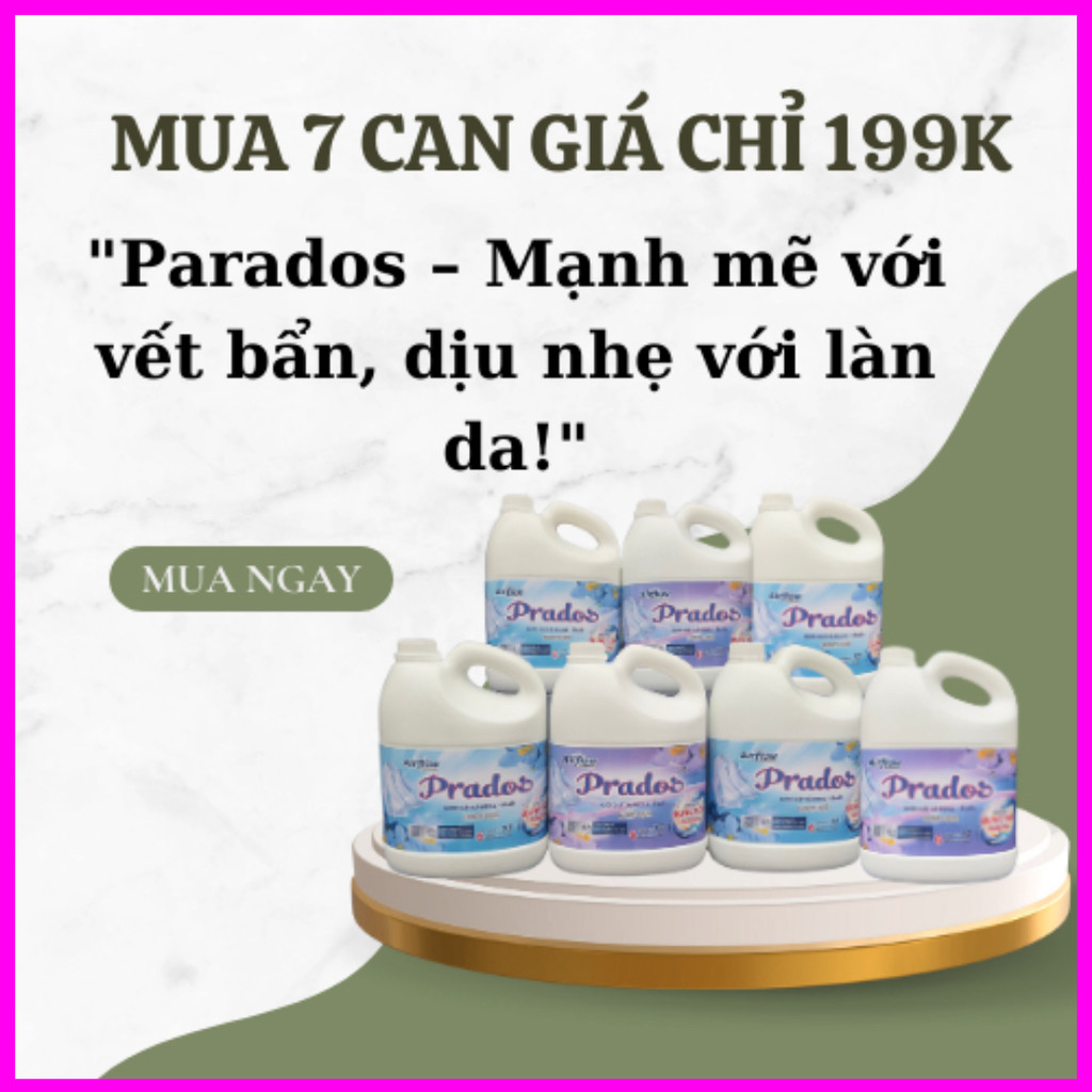 THÙNG 7 CAN nước giặt PRADOS 1700ML X7 không qua pha chế thơm lâu nhiều bọt