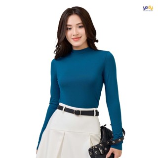 Ao dài tay giữ nhiệt nữ YODY, áo thun dài tay thu đông nữ vải mềm mại, ấp áp cổ 3cm ATN7026