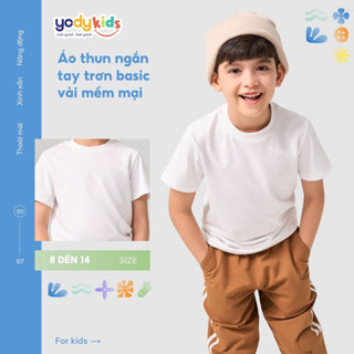 Áo thun trẻ em YODY kiểu dáng basic trơn vải cotton mềm mại thấm hút tốt  từ 2-9 tuổi TSK7239