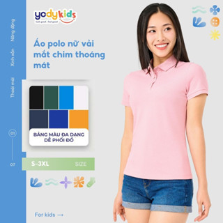 Áo polo nữ YODY tay ngắn chất vải mắt chim co dãn 4 chiều, xuất xịn, chuẩn phom công sở APN7280