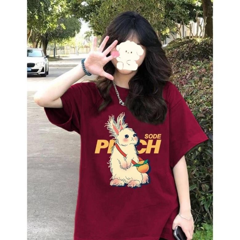Áo Thun Phông Form Rộng  Cotton Tay Ngắn nữ mùa hè Niche Rabbit UT