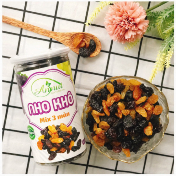 Nho khô 3 màu ANNUT, nho khô không đường Chile sấy chua ngọt