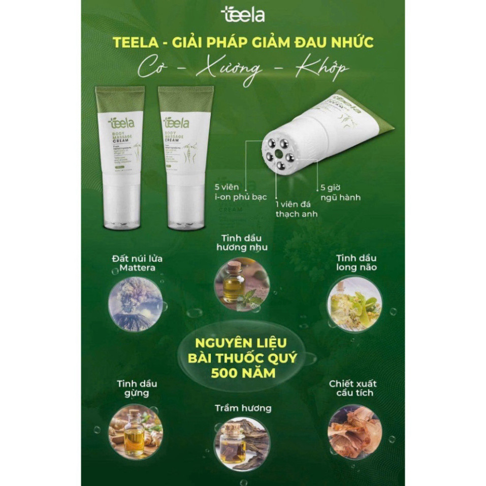 TEELA - Kem Massage Cơ Xương Khớp Chính Hãng, Kem Massage Đa Tầng Cơ Xương Khớp, Cổ Vai Gáy TEELA dung tích 100ML