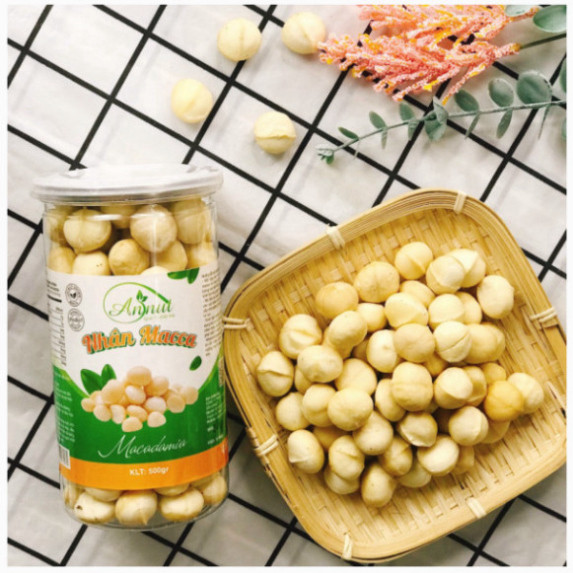 Nhân hạt macca Úc sấy nguyên hạt/ hạt vỡ loại 1 - Nhân hạt macca tách vỏ nhập khẩu ANNUT hũ 250gr/50