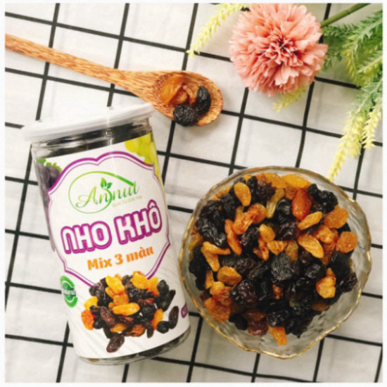 Nho khô 3 màu ANNUT, nho khô không đường Chile sấy chua ngọt