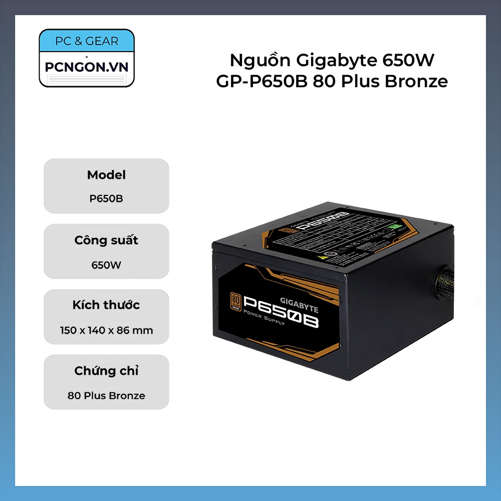 [PCNGON] Nguồn Gigabyte 650W GP-P650B 80 Plus Bronze