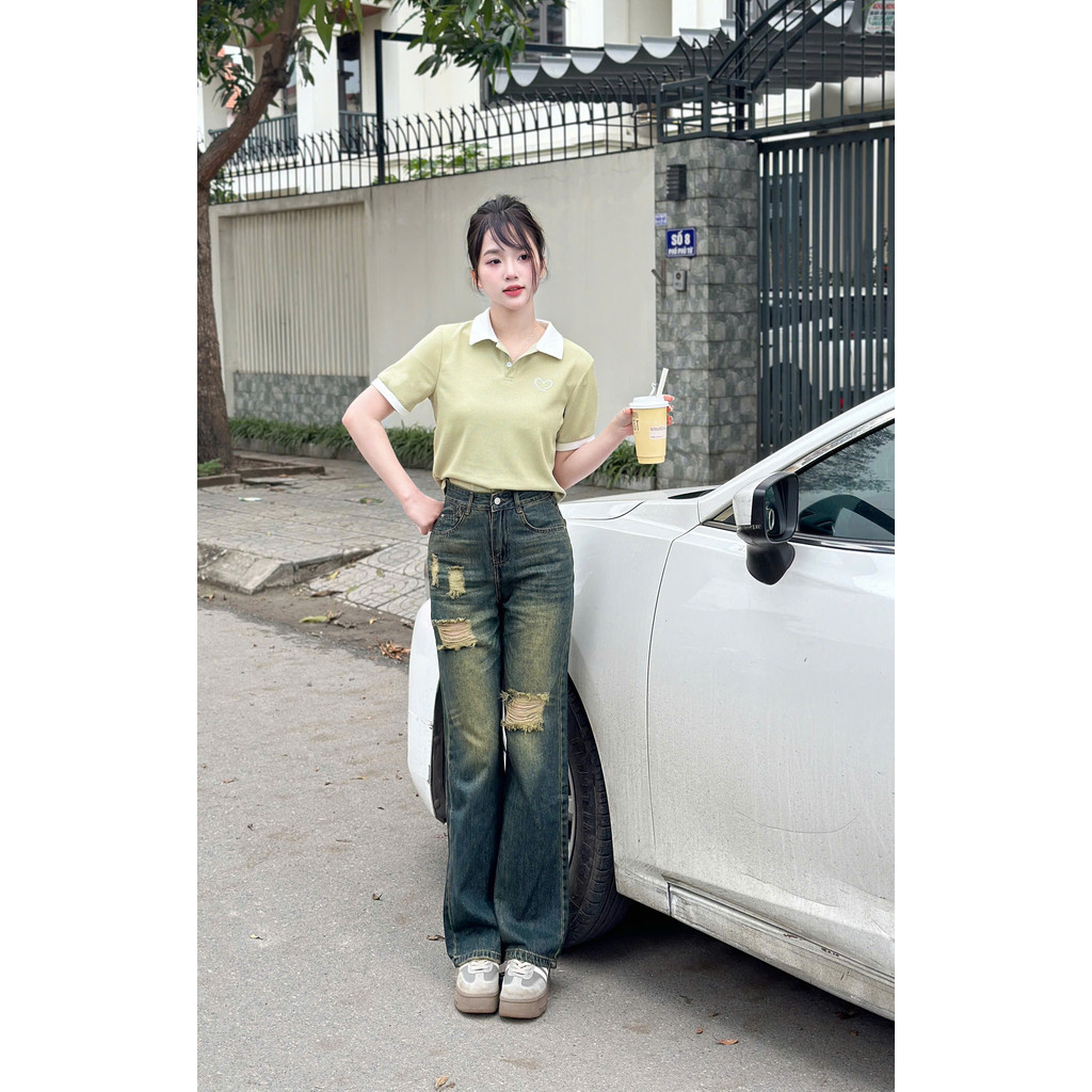 Áo thun nữ Polo Lista thêu tim ,sang trọng ,thanh lịch dễ phối đồ. ( Mã 2 ) | BigBuy360 - bigbuy360.vn