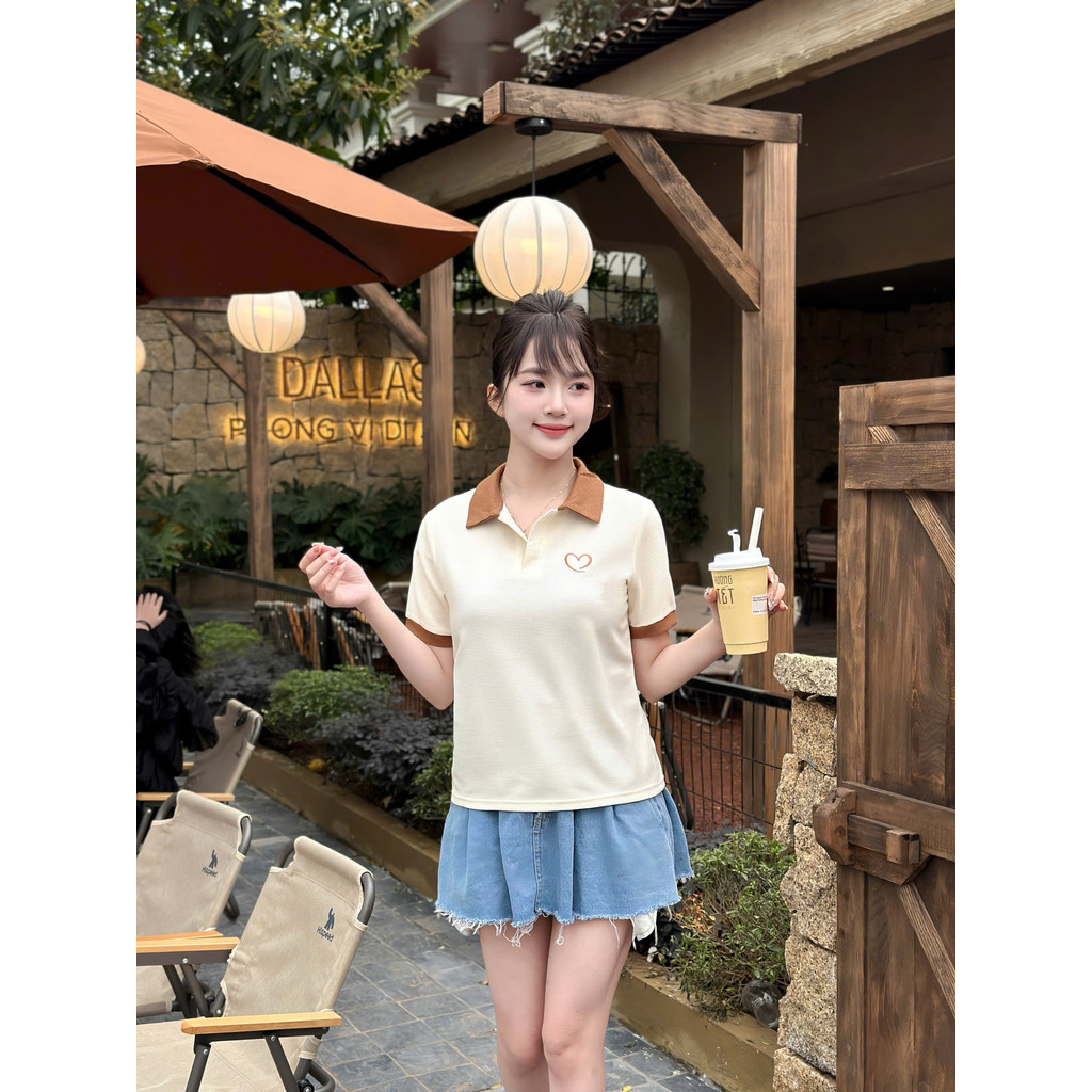 Áo thun nữ Polo Lista thêu tim ,sang trọng ,thanh lịch dễ phối đồ. ( Mã 2 ) | BigBuy360 - bigbuy360.vn