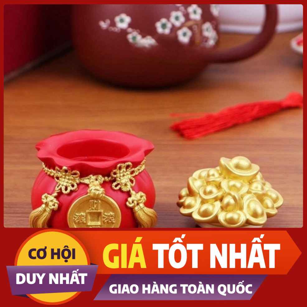Bộ Tượng Thần Tài Để Bàn Mini tô điểm Bàn lao động Mang Nhiều tài phúc May Mắn