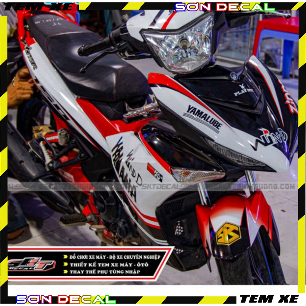 Tem Dán tem exciter 150 trắng đen đỏ Logo