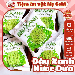   Bịch 10 gói x 12g  Bim Bim Đậu Xanh Nước Cốt Dừa - Snack Đồ Ăn Vặt Tuổi Thơ Tiệm Ăn Văt Mẹ Gold 