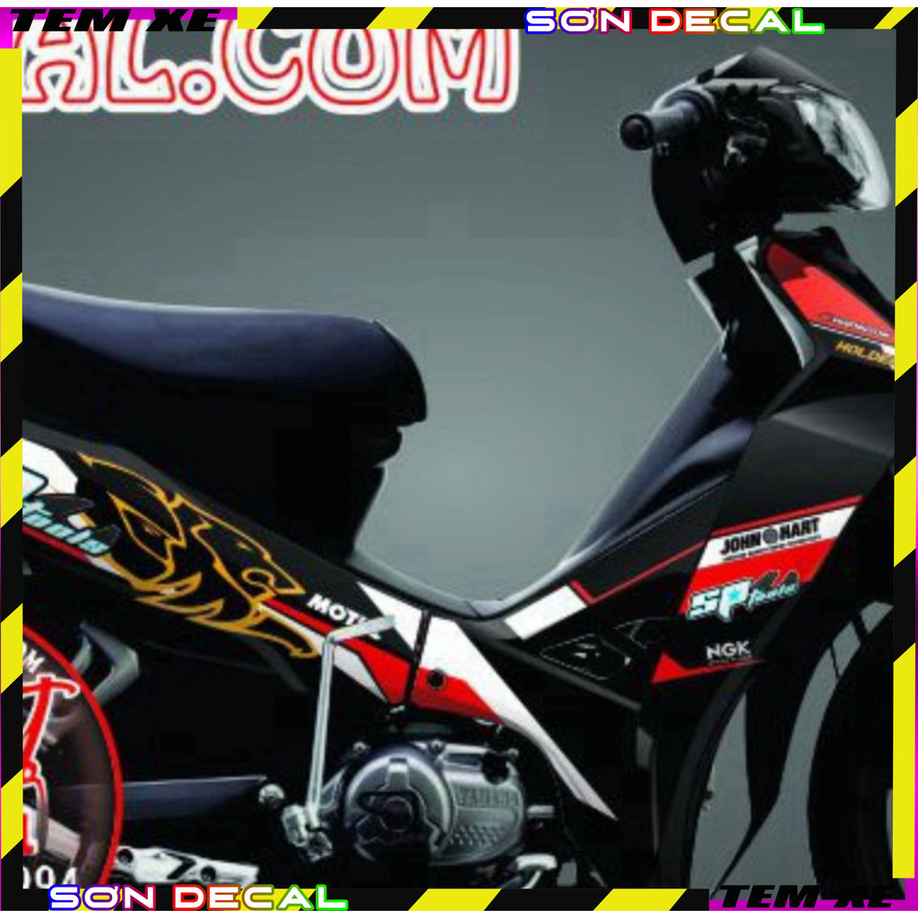 Tem Dán tem xe sirius đỏ đen Logo