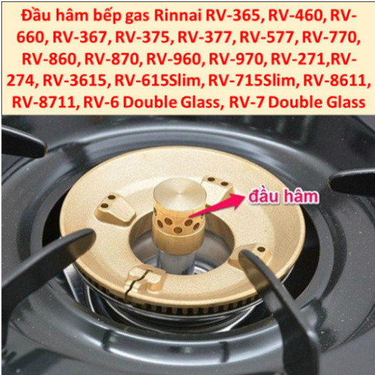 Đầu Hâm Bếp Gas Rinnai Lắp Cho Ống Điếu Inox - Lọt Lòng 1,3cm (Lắp Cho Nhiều Model Bếp Rinnai)