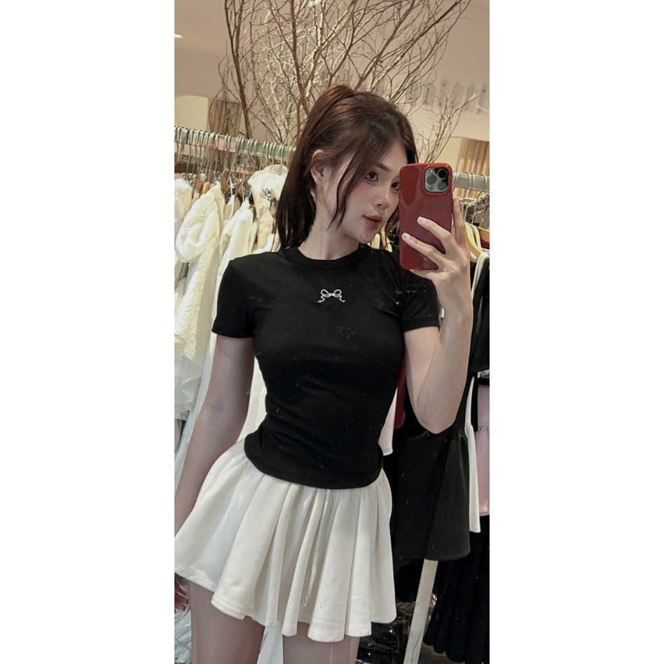 ÁO THUN BABY TEE THÊU NƠ FORM NHỎ | BigBuy360 - bigbuy360.vn