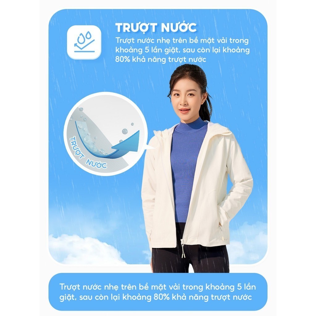   Áo khoác gió nữ 2 lớp YODY trượt nước siêu co giãn 4 chiều thoải mái vải mềm mại AKN7010 WCWC25F045 | BigBuy360 - bigbuy360.vn