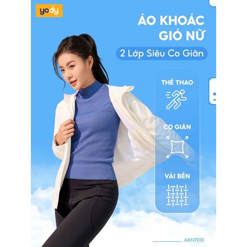   Áo khoác gió nữ 2 lớp YODY trượt nước siêu co giãn 4 chiều thoải mái vải mềm mại AKN7010 WCWC25F045 | BigBuy360 - bigbuy360.vn